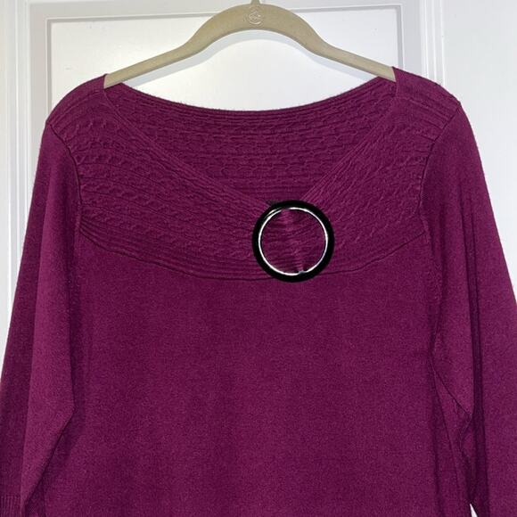 ⚡️ 3 for $20 ⚡️ AB Studio 3/4 Sleeve Purple Sweater - Picture 2 of 9